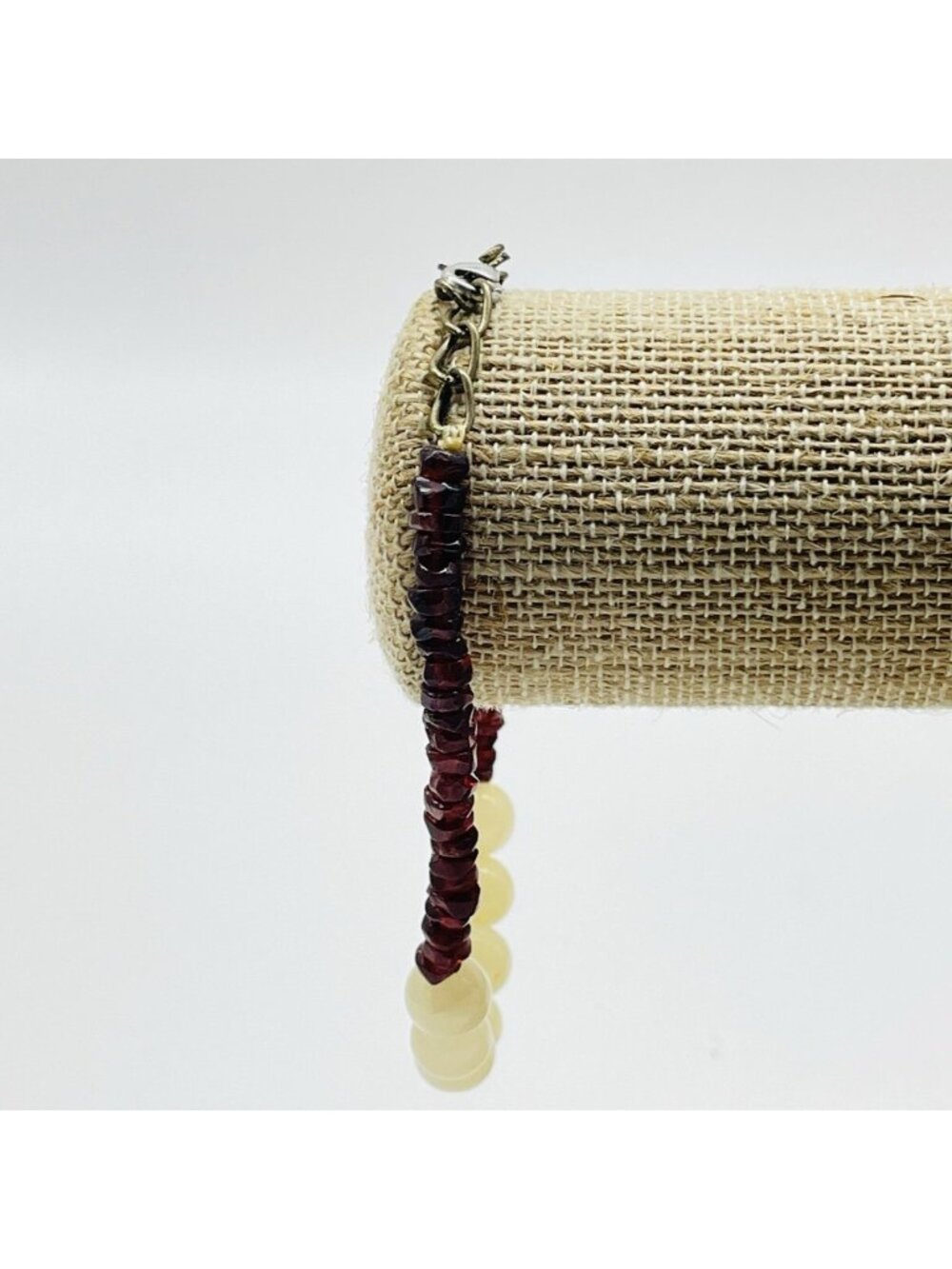 Aventurine Garnet Beaded Bracelet Yellow Green Stone Red Chips
